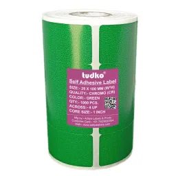 Tudko 25x100 mm 80 GSM 4 UP Self Adhesive Paper Label Green-21