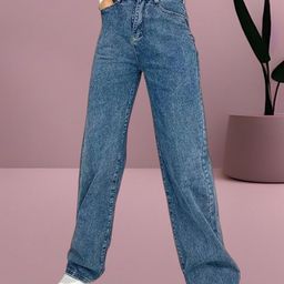 RIVI Women Comfort Wide Leg High-Rise Light Fade Acid Wash Stretchable Jeans-image-69