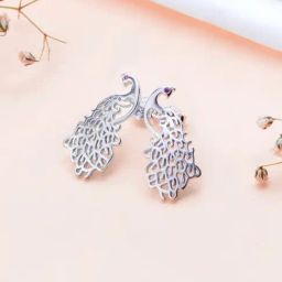 Zavya Peacock Rhodium 92.5 Sterling Silver Stud-image-27