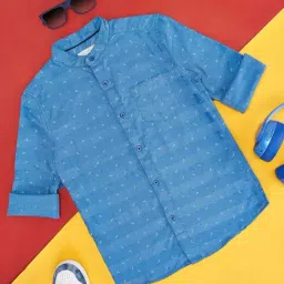 Pantaloons Junior Blue Cotton Printed Full Sleeves Shirt-picture-37