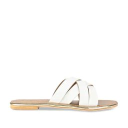 Rocia by Regal Women's White Cross Strap Sandals-picture-23