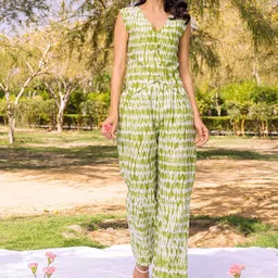 ASHEERA Tie-Dye V-Neck Pure Cotton Waistcoat With Trousers-picture-10