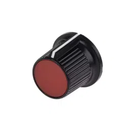 RS PRO 21 mm Black Red Potentiometer Knob for 6.35 mm Shaft Splined, 2596963-37