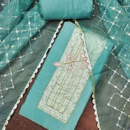 MANVAA Floral Embroidery Thread Work Pure Cotton Unstitched Dress Material-picture-6