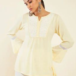Soch Light Yellow Embroidered Tunic-image-95