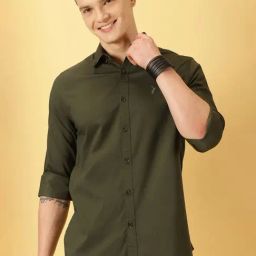 Thomas Scott Dark Green Slim Fit Shirt-image-80