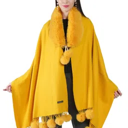 Manra Woollen Fur Ball Collar Shawl-picture-46