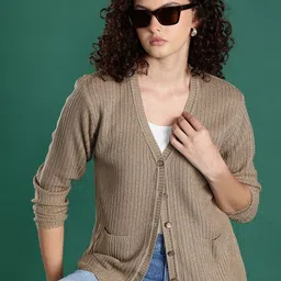 Roadster Women Cable Knit Woollen Cardigan Sweaters-picture-6