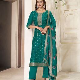Seerat Women Ethnic Motifs Regular Pure Silk Kurta with Trousers & With Dupatta-image-42