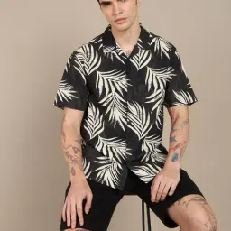 Dennis Lingo Black Cotton Slim Fit Printed Shirt-image-92