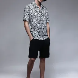 Paper Cut Oversized Printed Spread Collar Casual Shirt-picture-10