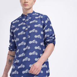 Anouk Rustic Quirky Print Band Collar Roll-Up Sleeves Straight Kurta-picture-13