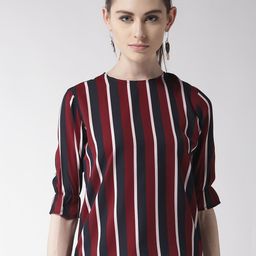 Style Quotient Women Maroon & Navy Blue Striped Top-94