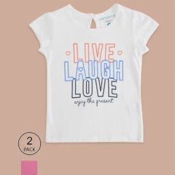 Pantaloons Junior Pink & White Cotton Printed T-Shirt (Pack of 2)-image-47