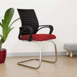 Rose Elite 53D x 61W x 97H cm Mesh and Fabric Mid-Back Ergonomic Visitor Chair with Metal Legs, Maroon & Black-image-54