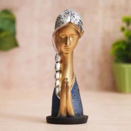 eCraftIndia Silver Polyresin Hcrafted Women Praying Statue Human Figurine Showpieces-image-58