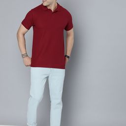 Mast & Harbour Men Maroon Solid Polo Collar Casual T-shirt-image-21