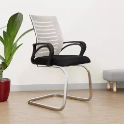 Rose Elite 53D x 61W x 97H cm Mesh and Fabric Mid-Back Ergonomic Visitor Chair with Metal Legs, Grey-45