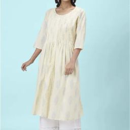 Rangmanch by Pantaloons Off-White Cotton Printed A Line Kurta-image-9