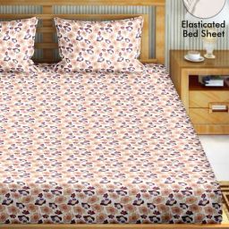 BELLA CASA Scarlet Floral Multicolor 220 TC Cotton King Fitted Sheet with 2 Pillow Covers-image-40