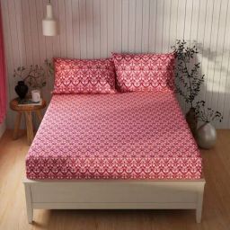 BIANCA Lopez Wine Cotton 120 TC Kopa Extra Smooth Double Size Bed Sheet With Pillow covers-image-52