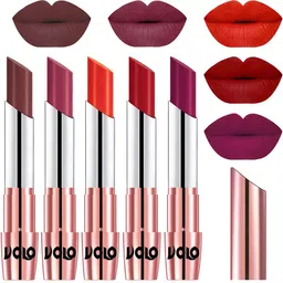 VOLO Set Of 5 Creme Matte Lipstick-Coffee 34-Rose Pink 38-Coral 39-Tomato Red40-Magenta 45-image-96