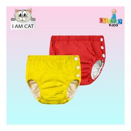 Chinmay Kids Swimming Pants Reusable Swimwear Diaper Pool Pants Pack of 2 - Red & Yellow-16
