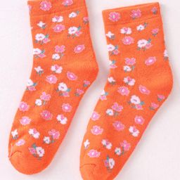 Mustang Cotton Ankle Length Socks With Floral Print - Orange-image-13