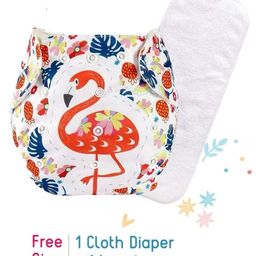 Butterthief Flamingo Printed Washable & Reusable Cloth Diaper for New Born Baby 0-24 Months  (1 Diaper + 1 Organic Cotton Absorber)-21