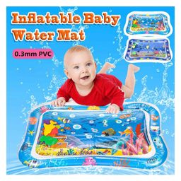 Mihar Reusable Water Playing Mat Tummy Time, Inflatable Mat with 5 Floating Toys, Assorted Color and Design Pack of 1-picture-0