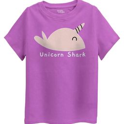 Guugly Wuugly Pure Cotton Half Sleeves Skin Friendly Unicorn Shark Text Printed Tee - Lavender-image-85