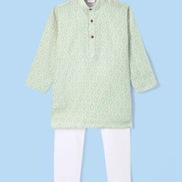 Ridokidz Full Sleeves Abstract Printed Kurta Pyjama - Light Pista-image-37