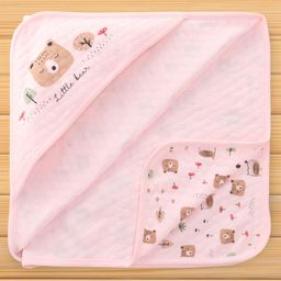 Pink Rabbit Knit Hooded Towel with Little Bear Print L 81 x B 81 cm - Pink-image-70