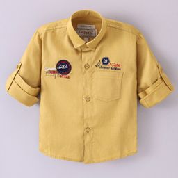 Dapper Dudes Full Sleeves Cool Child Text Embroidered Shirt - Yellow-picture-39