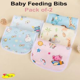 JOY BUZZ Joy Buzz Waterproof Feeding Bibs with Snap Button Closure Printed Pack of 2- Multicolor-picture-18