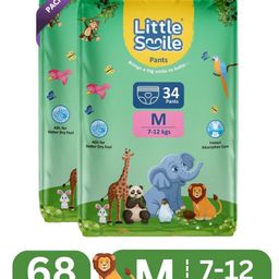 Little Smile Better Dry Feel Baby Diaper Pants | Pack of 2 - M (68 Pieces)-image-25