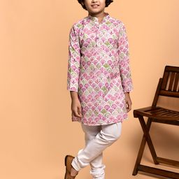 PRINTCULTR Boys Ethnic Motifs Printed Straight Kurta with Churidar-57