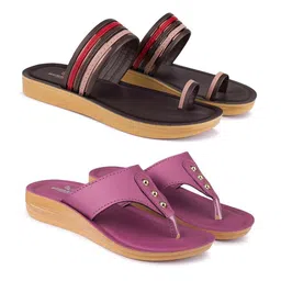 BERSACHE Women Pack Of 2 Open Toe Flats-17