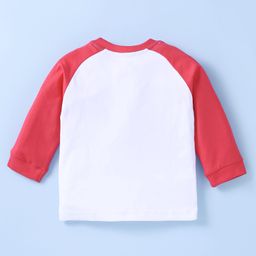 Zero Sinker Knit Full Raglan Sleeves T-Shirt & Lounge Pants Set with Text Print - Red image 3