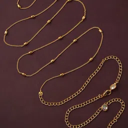 VAMA Gold-Plated Artificial Beads Studded Waist Chain Saree Accessories-54