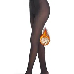 Kilvis Women High Waist Stretchable Fleece Thermal Winter Dual Tone Stocking-image-92
