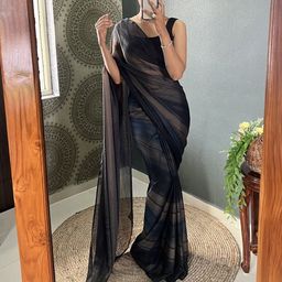 HERE&NOW Striped Pure Crepe Ready to Wear Saree-picture-48