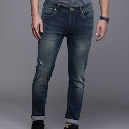 Voi Jeans Men Blue Skinny Fit Low Distress Heavy Fade Stretchable Jeans-image-78