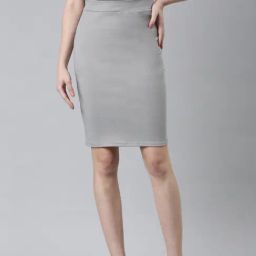 SHOWOFF Grey Above Knee Skirt-image-130