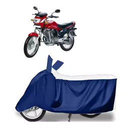 Auto Pearl Two Wheeler Cover for Hero Ambition - White, Blue-image-63