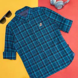 Pantaloons Junior Teal Blue Cotton Chequered Full Sleeves Shirt-picture-24