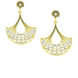 Saizen Gold-Plated Cubic Zirconia Studded Contemporary Drop Earrings-image-25