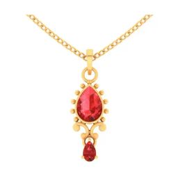 P.C. Chandra Jewellers 14k Yellow Gold Alluring Red Stones Pendant-17