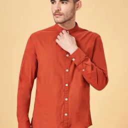 Urban Ranger by Pantaloons Rust Cotton Slim Fit Shirt-image-53