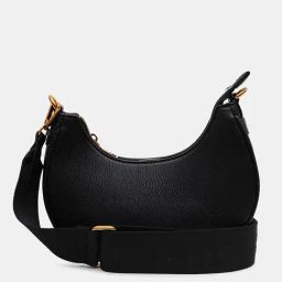 Kazo Black Textured Small Hobo Bag-38